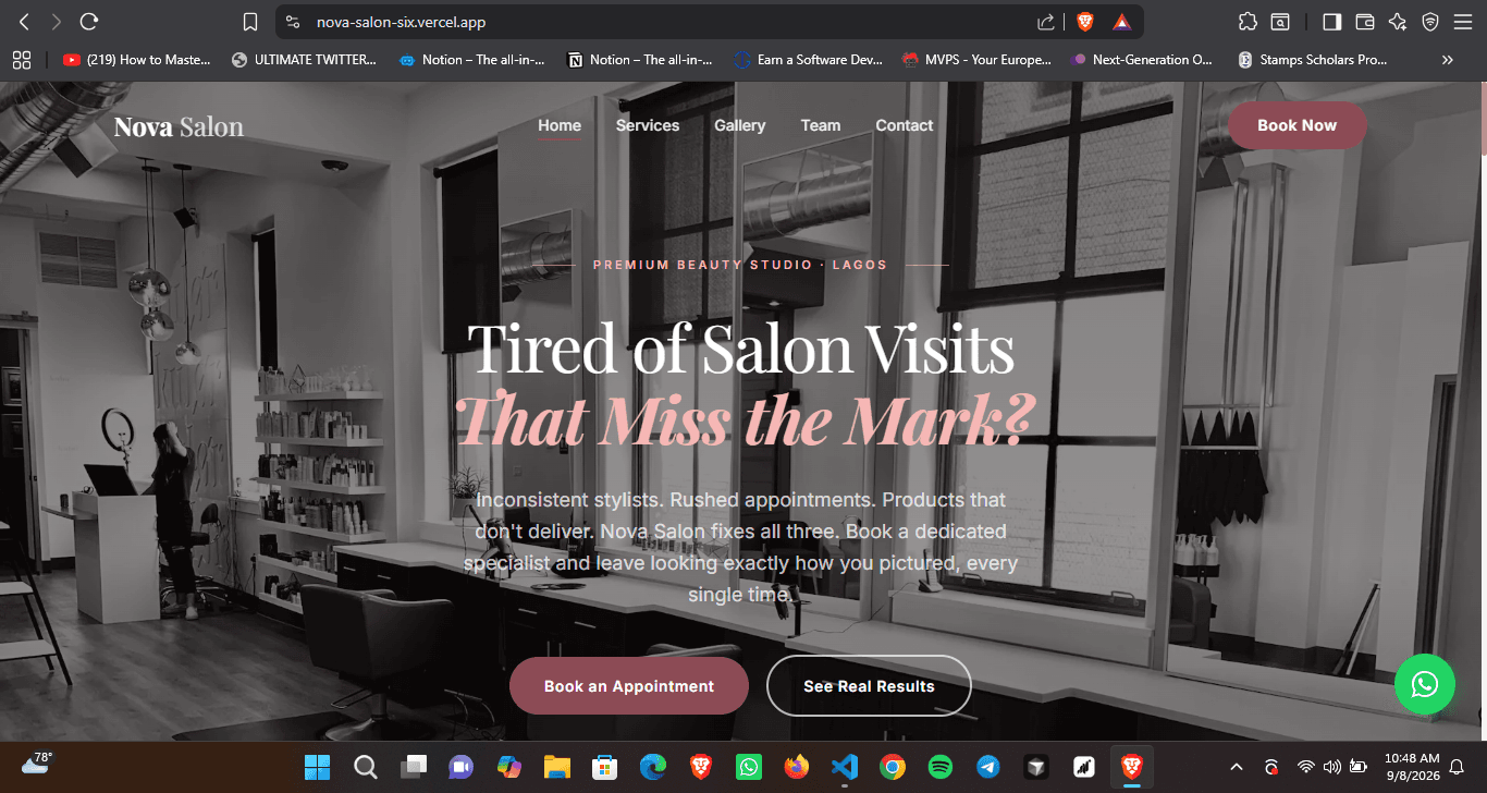 Nova Salon Luxury Beauty Studio & Booking Platform